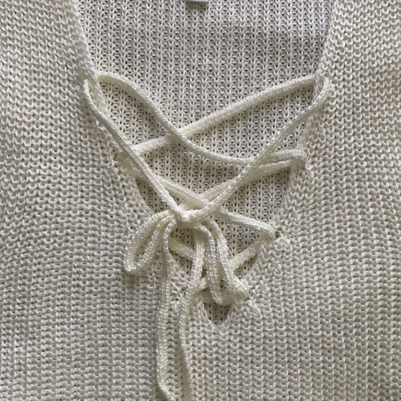 NWOT love tree ivory lace up sweater tank - Picture 3 of 7